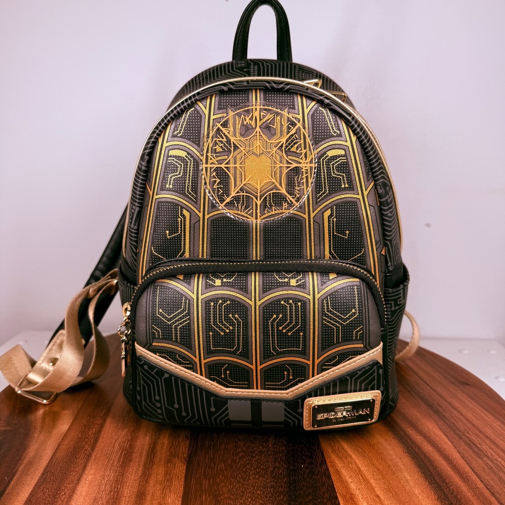 Marvel Spider-Man No Way Home Integrated Suit Mini Backpack Black Gold Tech